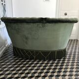 Toad in green velvet sofa