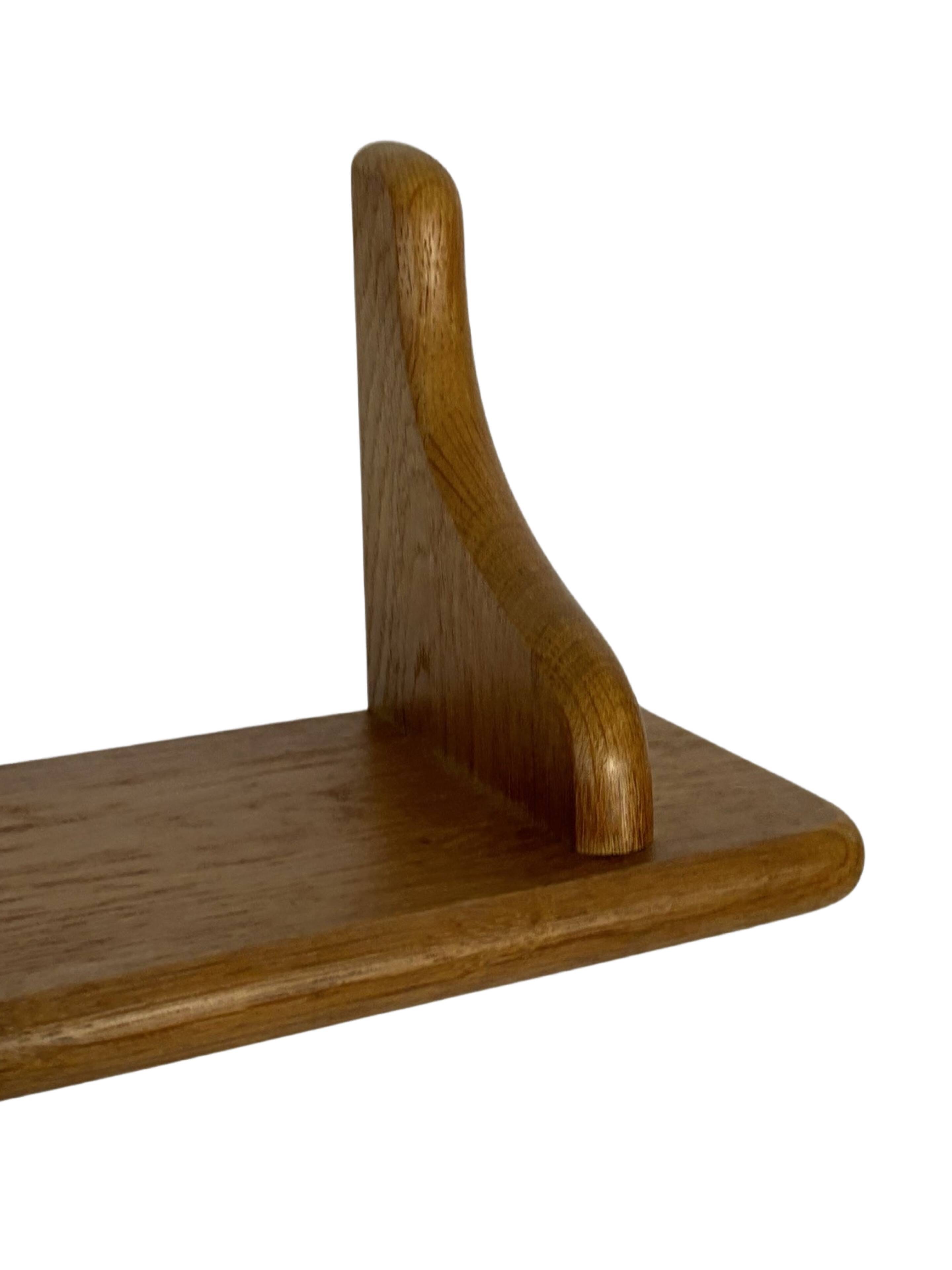 Vintage oak wall rack book shelf 1970s wood minimalist design