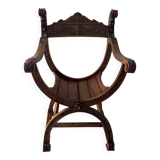 Dagobert armchair in walnut, Medieval style – Late 19th century
