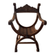 Fauteuil Dagobert en noyer, style médiéval, fin XIXe