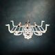 Vintage triple wall sconce in white wrought iron with fleur-de-lis, electrified – 1950s 60s.