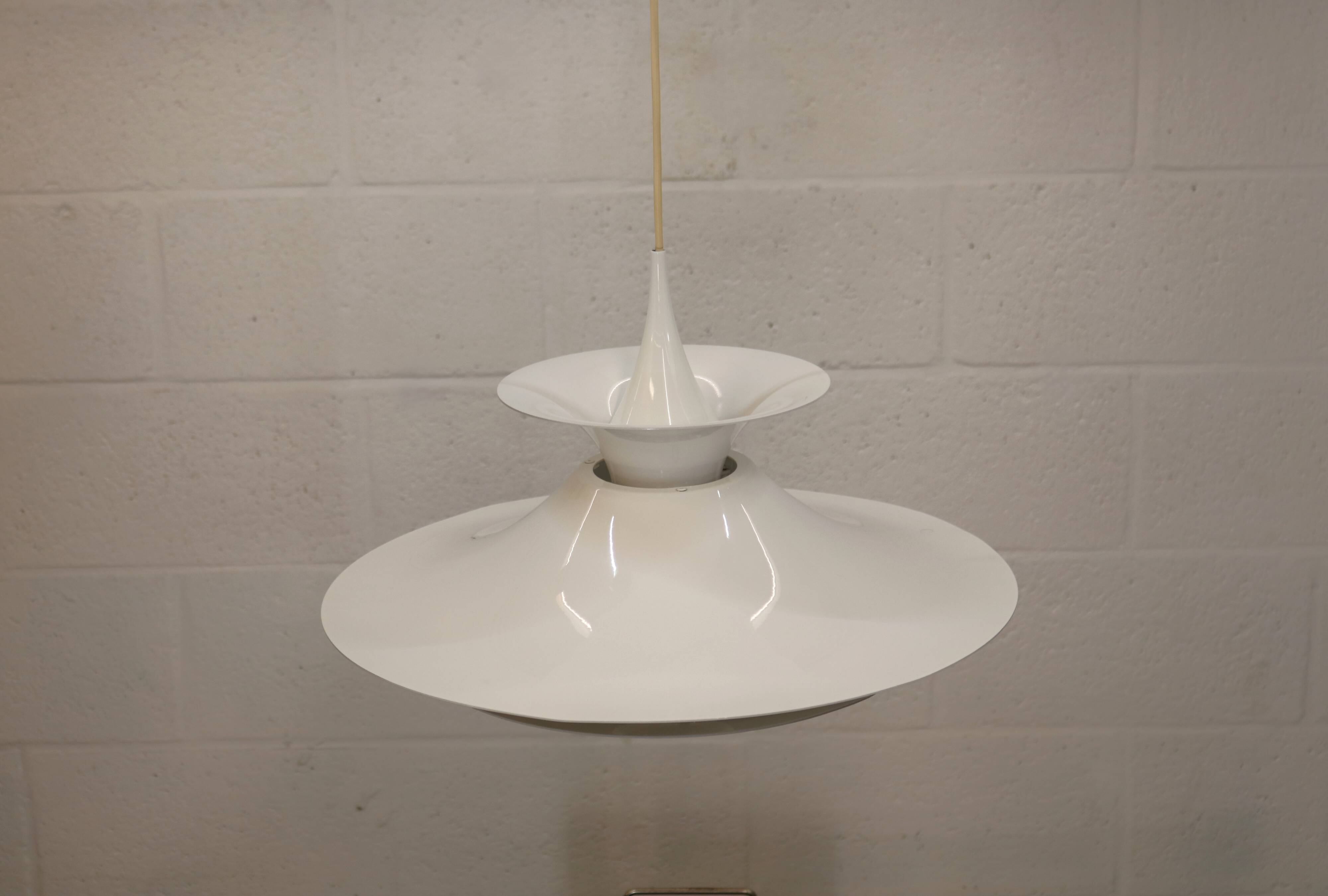 Danish Modern Pendant Lamp: White Radius Model by Erik Balslev for Fog & Mo