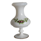 White opaline vase decorated with roses