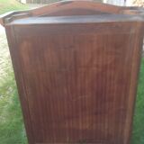 Louis XV style scriban bookcase in black and Basque red patinated cherry wood