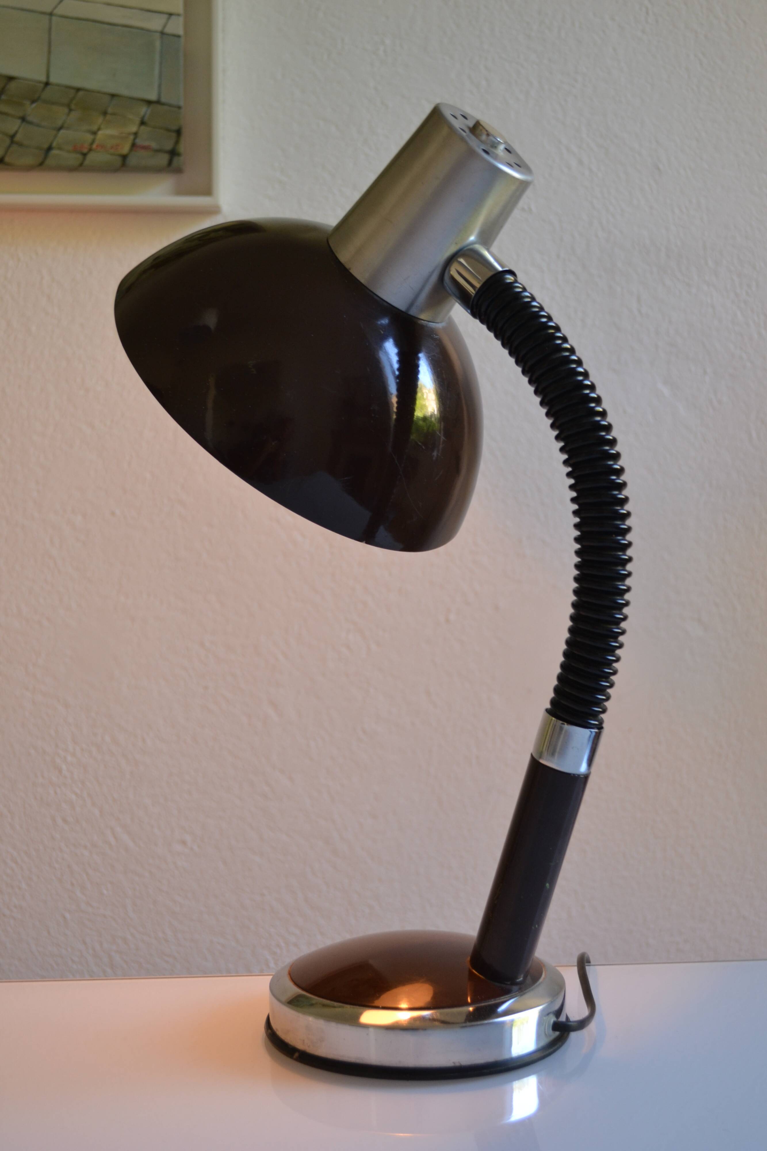 Vintage desk lamp France brown 70s 1970