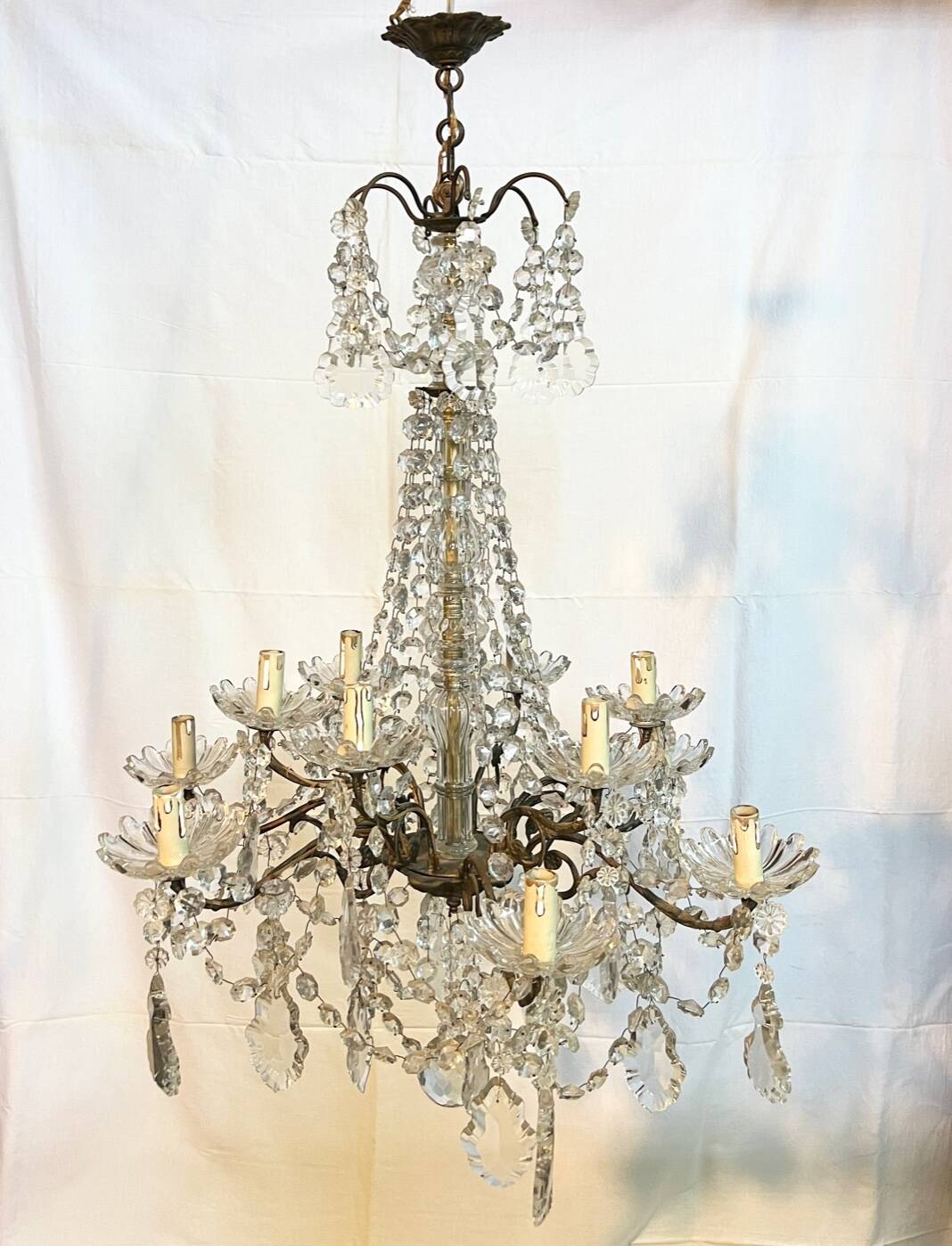 12-light crystal chandelier, antique light fixture