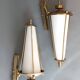 Pair of lantern sconces in gilded brass and opaline 1960.