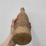 70s woven wicker rattan bottle