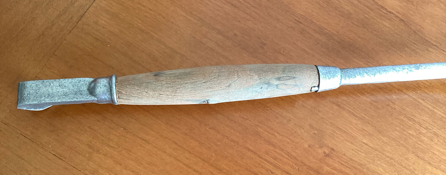 Old ladle aluminum wooden handle