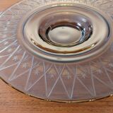 Large smoked glass bowl with star engraving – 1950s