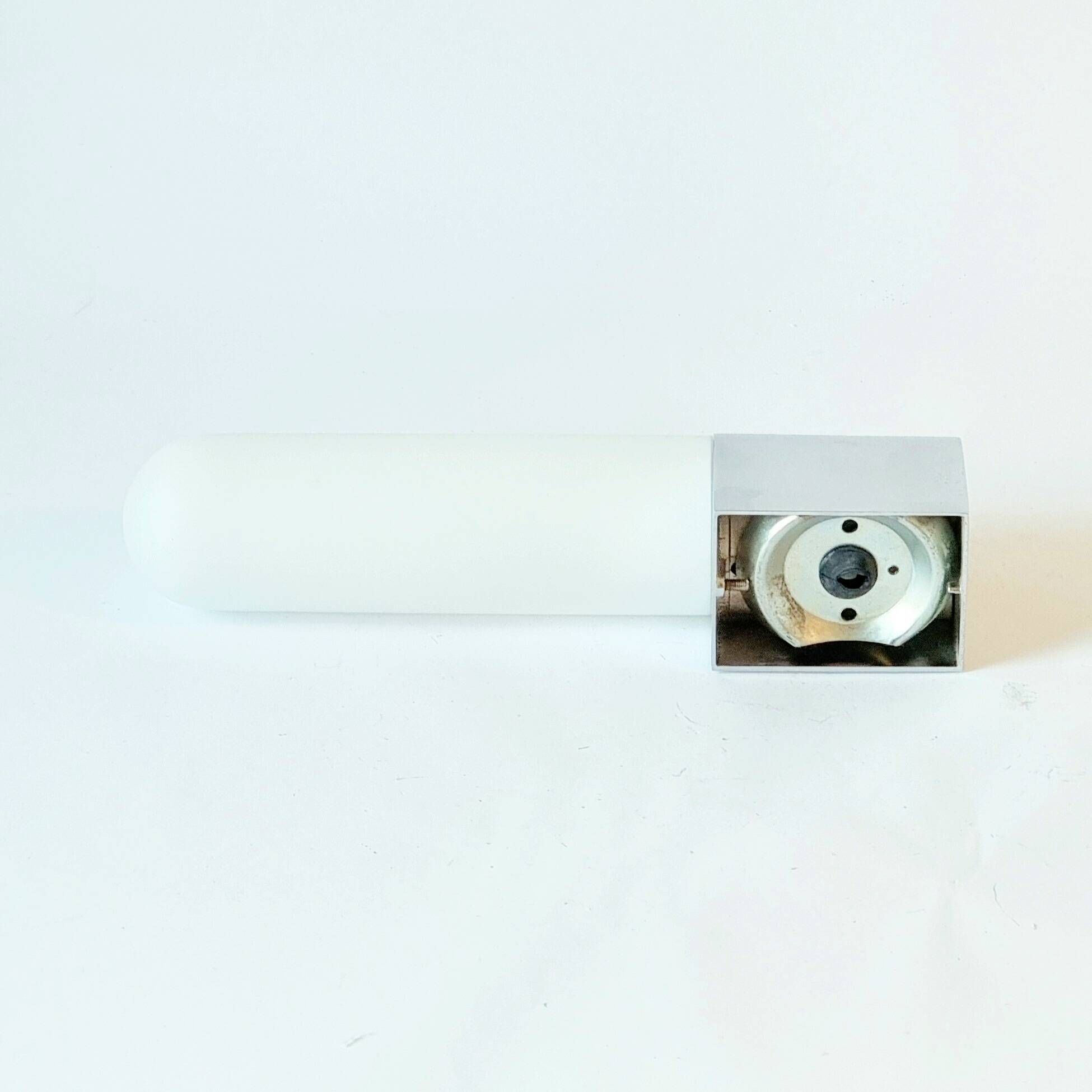 Set of 3 Mid Century Opaline Glass & Chrome Wall Lights from Limburg, 1970s
