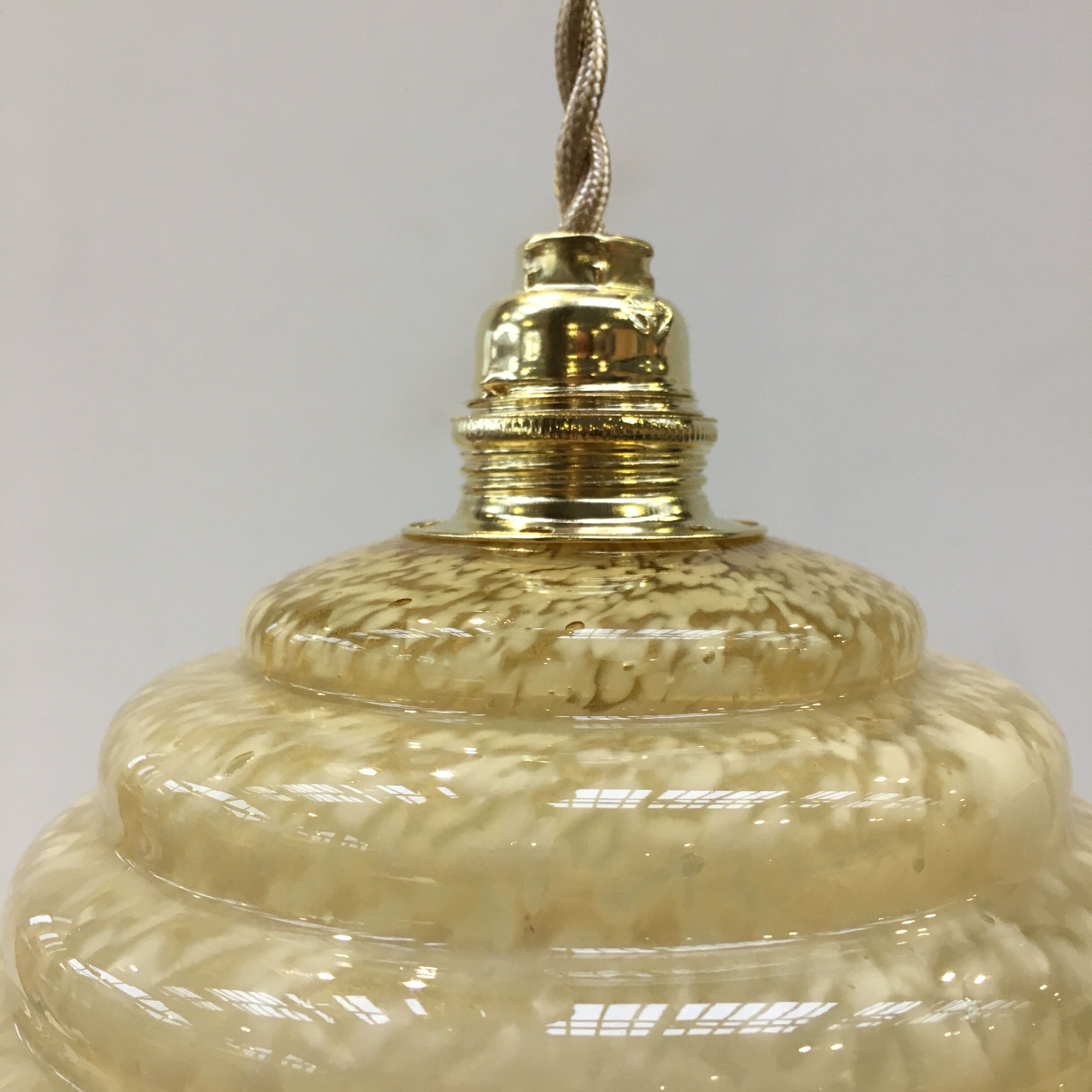 Art deco pendant lamp in yellow Clichy glass