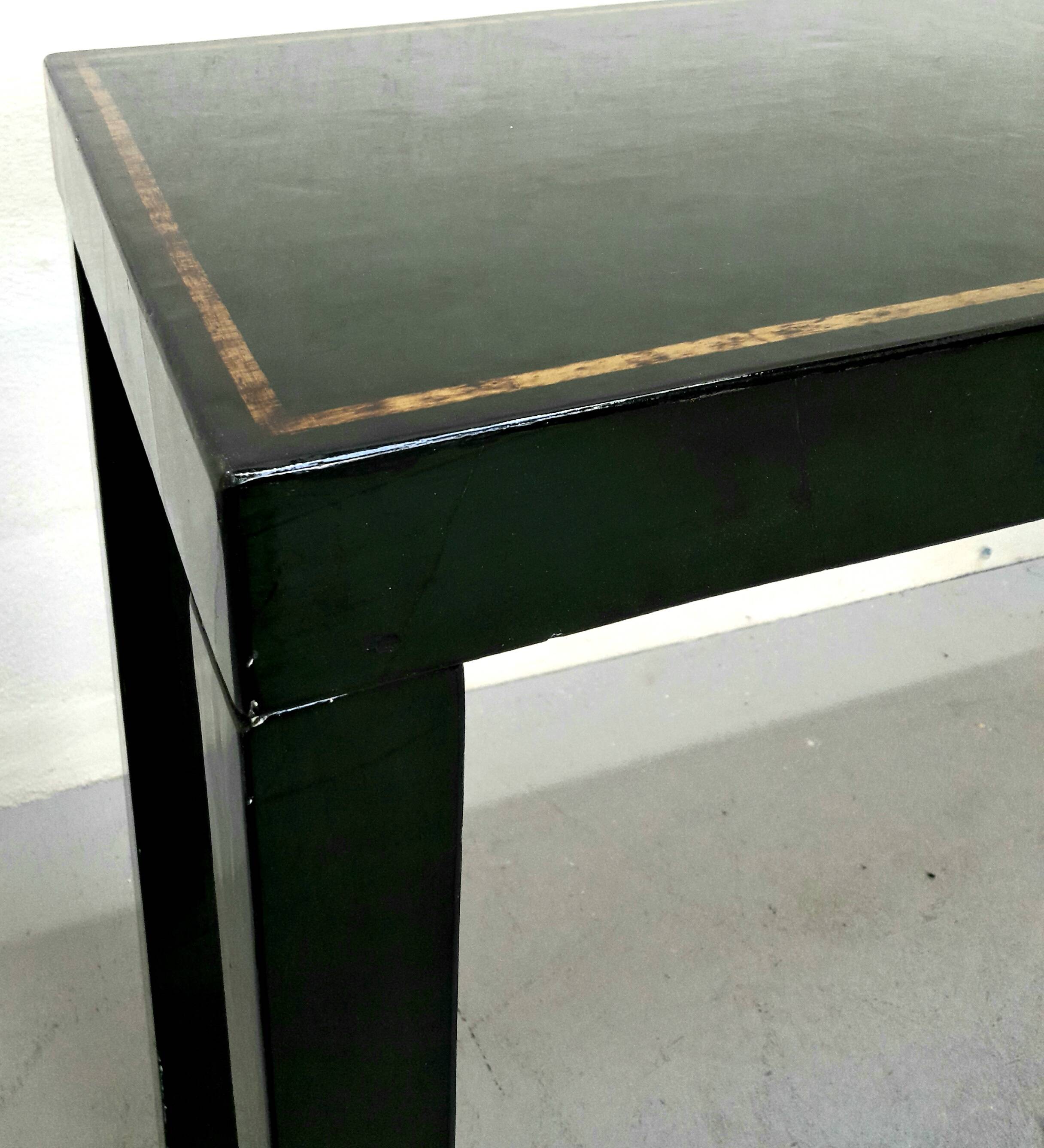 Console table in green lacquer 6 French work from the 70s in the style of Maison Jansen