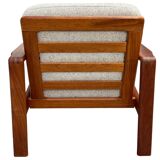 Vintage Scandinavian armchair in teak and wool - 1960s