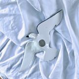Handmade ceramic turtledove bird wall statuette