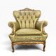 Vintage olive green baroque armchair / single seat / sofa