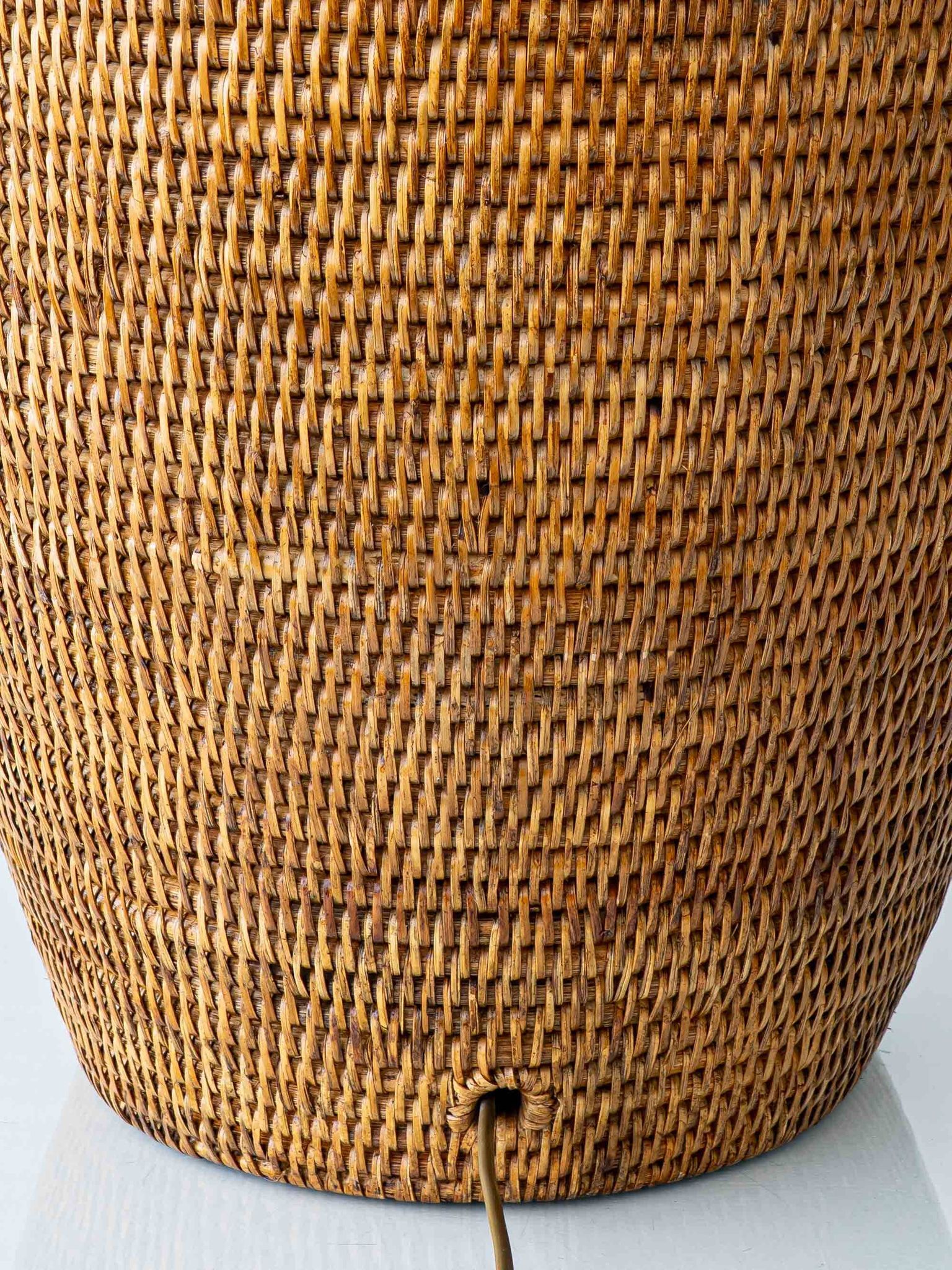 Hand-Woven Rattan Table or Floor Lamp, Burma/Myanmar, Oversized, 1980s