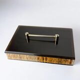 Christian Dior style lucite & rattan vanity box, 1970s