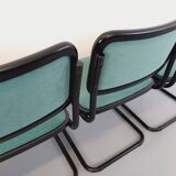Set of 4 vintage Marcel Breuer Cesca B32 Bauhaus style chairs in black metal, black wood and v fabric