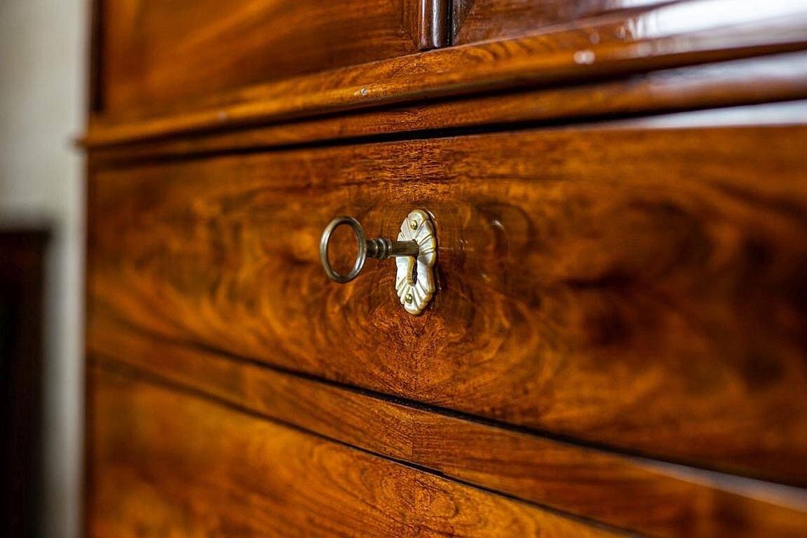 Antique Danish Walnut Cabinet, 1890s