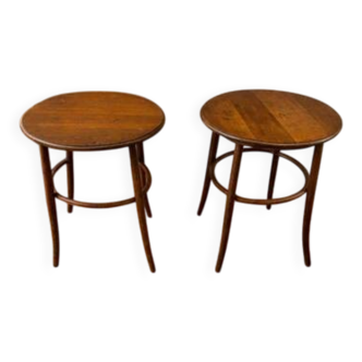 Vintage curved wood side tables in Thonet style, set of 2