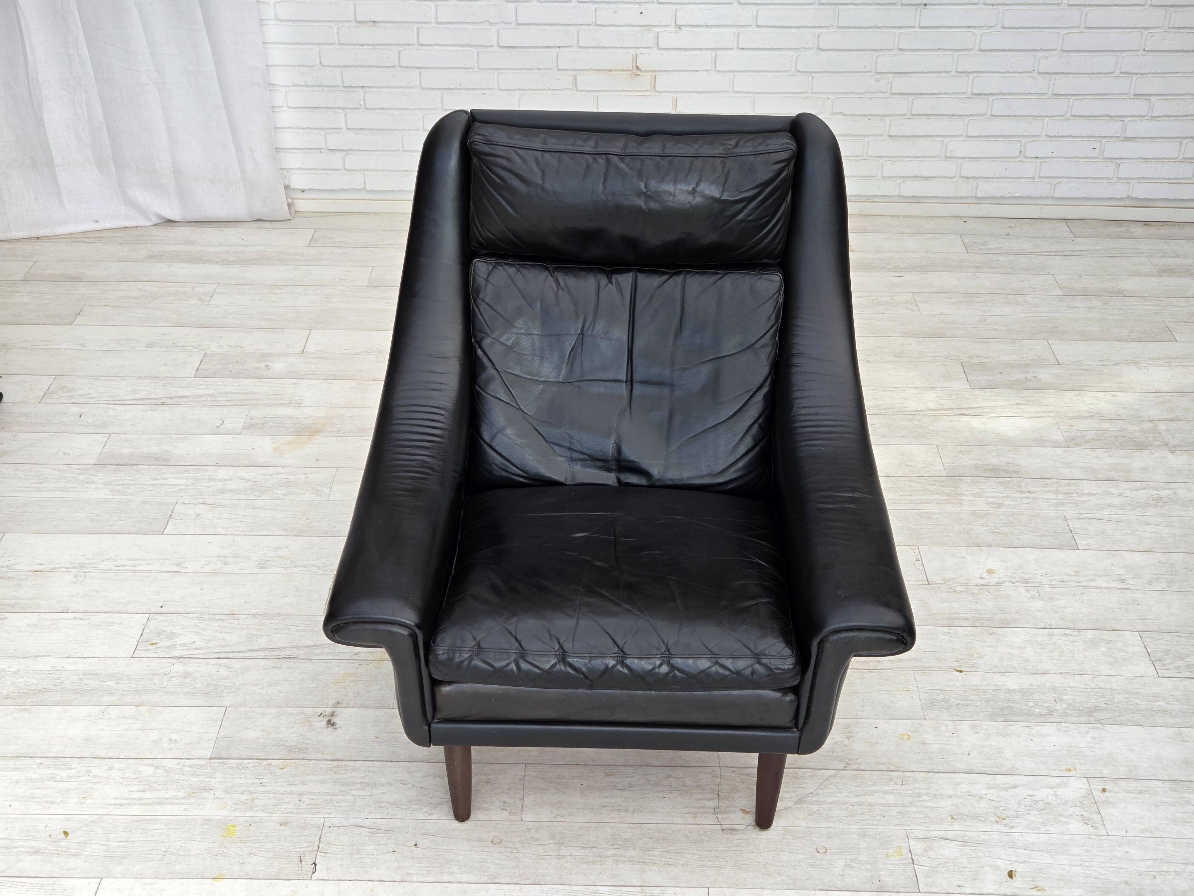 1960s, Danish highback armchair by Aage Christensen, furniture leather.