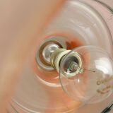 Vintage Italian Chrome and Pink Glass Pendant Lamp