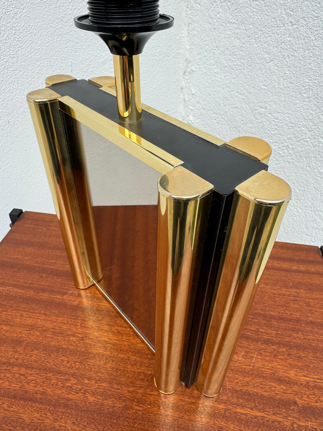 Smoked mirror lamp brass 1970s