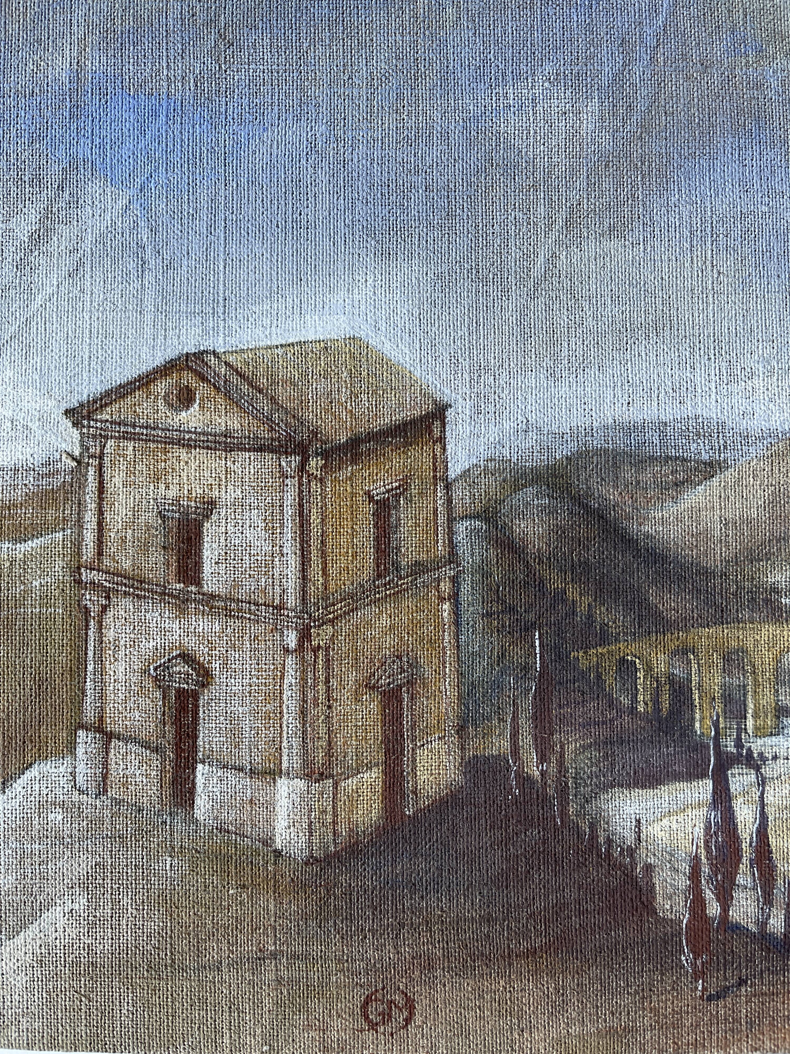 Oil on canvas landscape signed Gouny and Marange