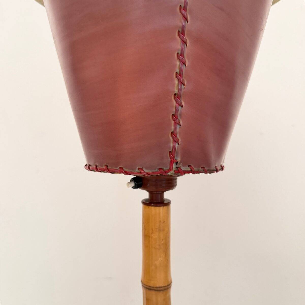 Italian mid-century floor lamp in bamboo & metal, 1950s