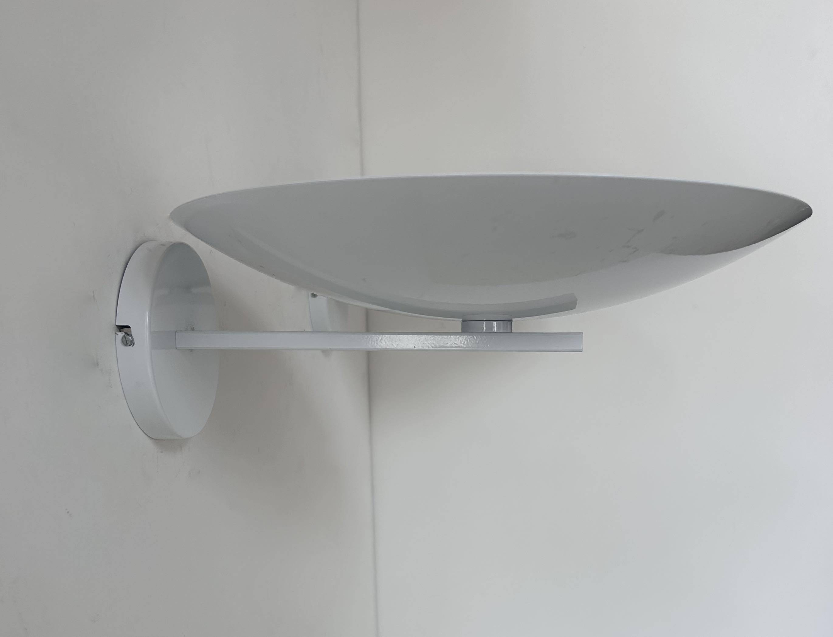 Pair of vintage wall lights, white lacquered metal, France 1970