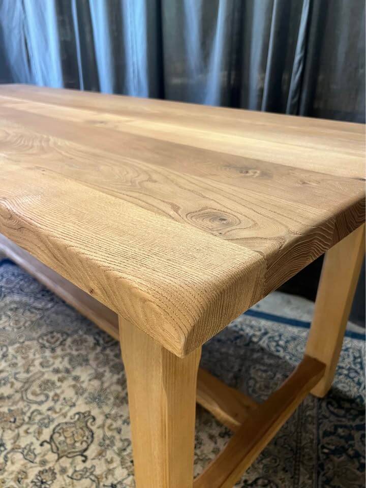 Restored antique farmhouse table in solid elm