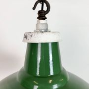 Industrial British Green Enamel Factory Pendant Lamp, 1960s