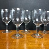5 crystal wine glasses engraved decoration