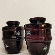 Pair of painted glass vases, France, 1940