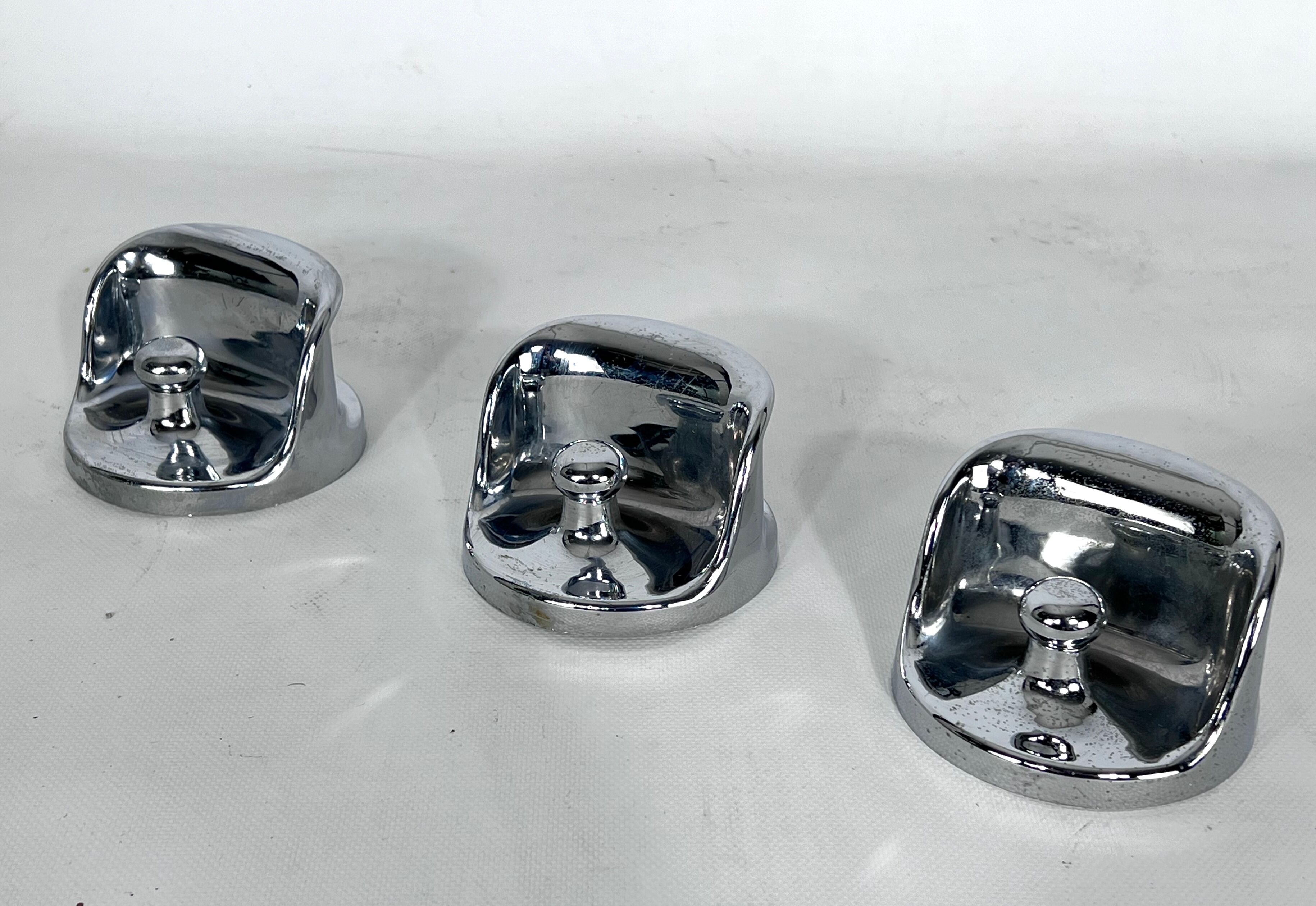 Mid-century modern set of three chrome plastic coat hangers Olaf Bohr 1960s