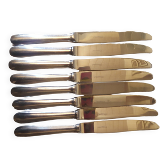 Set of 8 silver metal knives