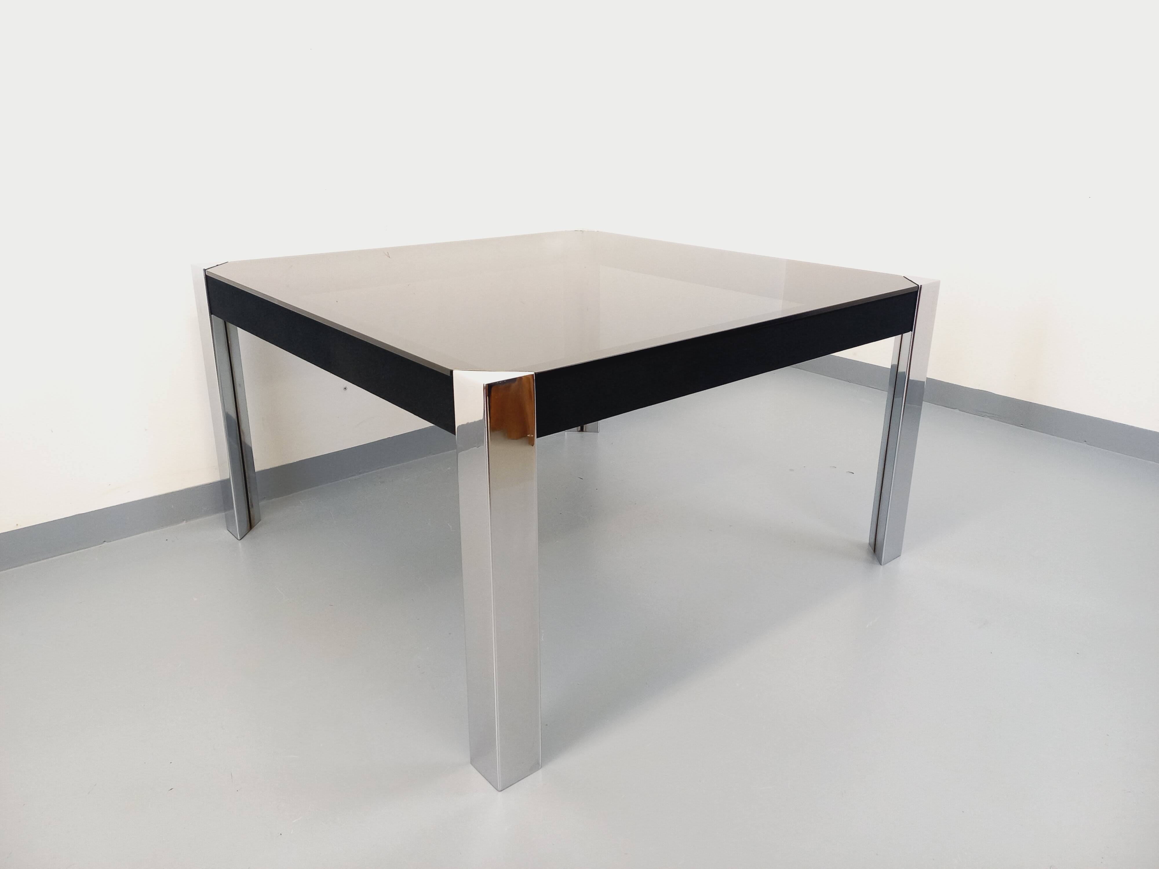 Vintage Italian square dining table by Faleschini for Mariani glass