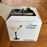 4 black Luminarc martini glasses