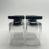 Set of 11 Black glass Square Footed Cocktail Glasses 1970