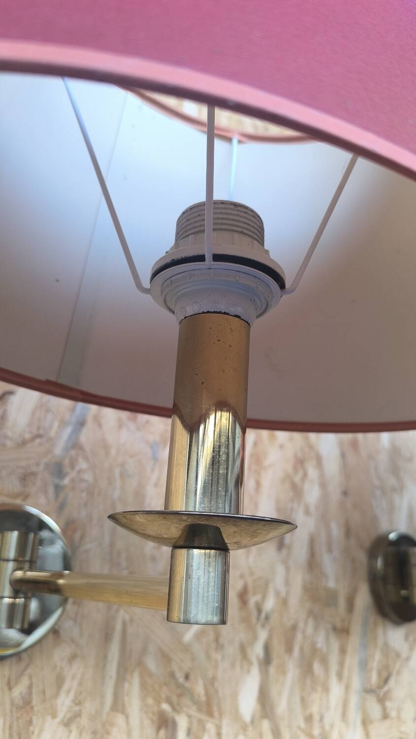 Pair of wall lights, reading light in gilded brass