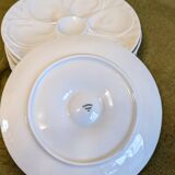 Set of 6 white porcelain oyster plates from Pillivuyt