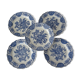 5 Flat plates Ridgway Staffordshire Windsor blue bird flower