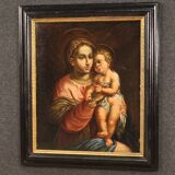 Antique religious painting Virgin with child from 17th century