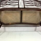 Bench in turned wood and canework by Thonet, Austria