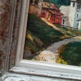 Oil on canvas landscape church of RU Rinaldi 20th century