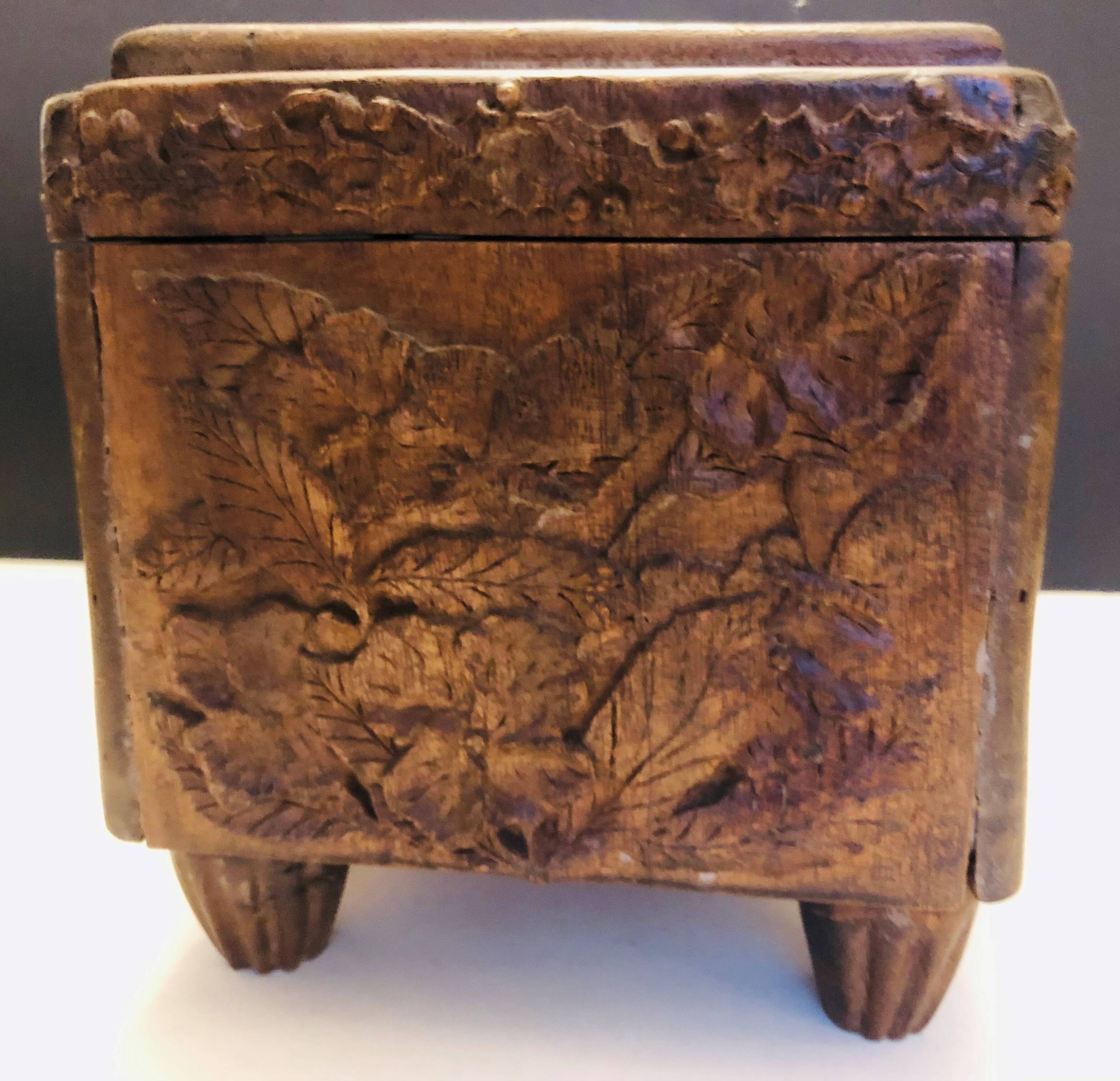 Carved wooden box