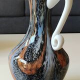 Murano Art Glass Carafe Vase/Carlo Moretti, Speckled Swirls
