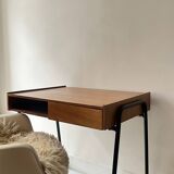 Desk in wood and black metal design 1950