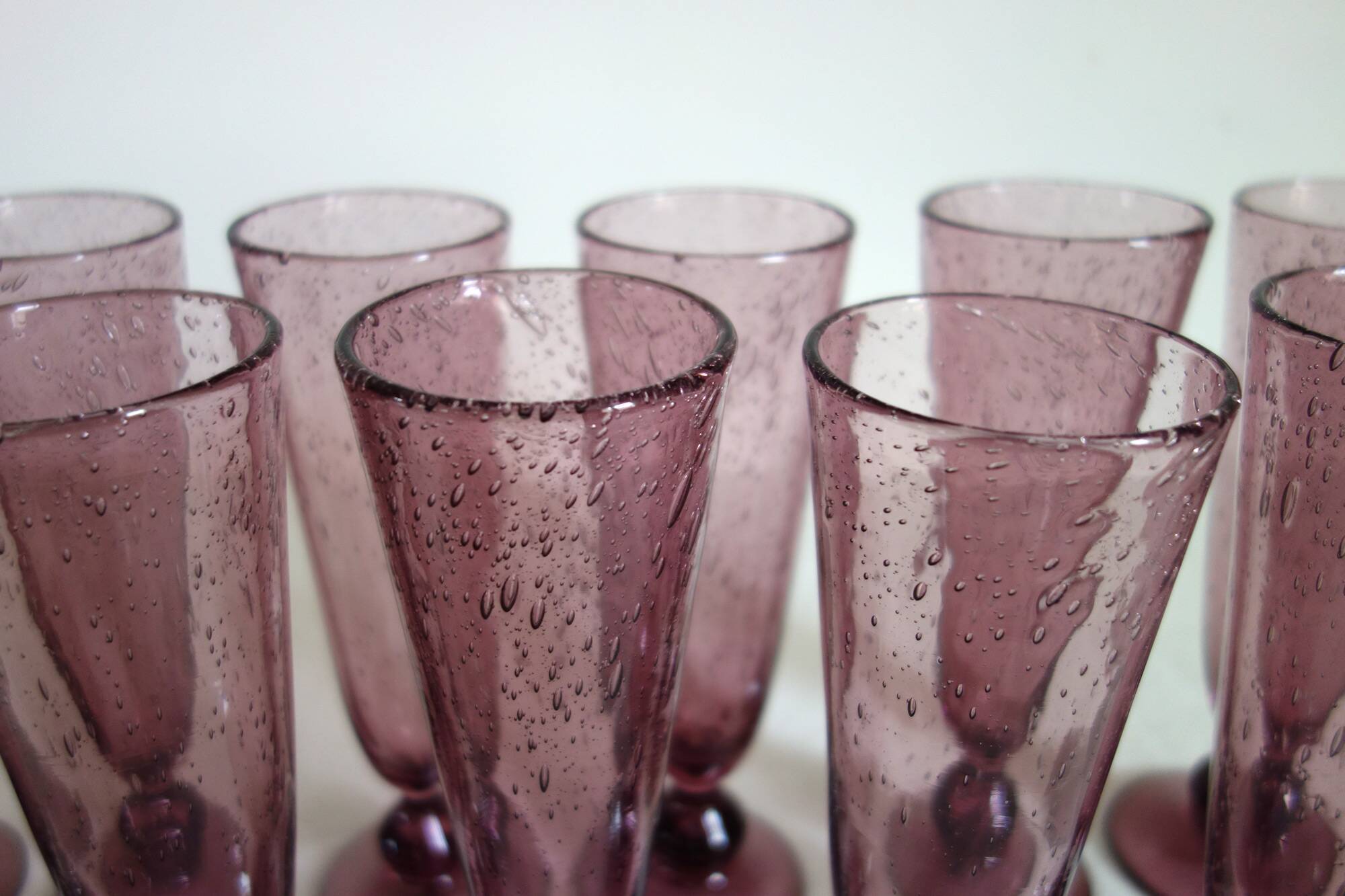 11 bubble-blown glasses Verrerie du Marais Riom